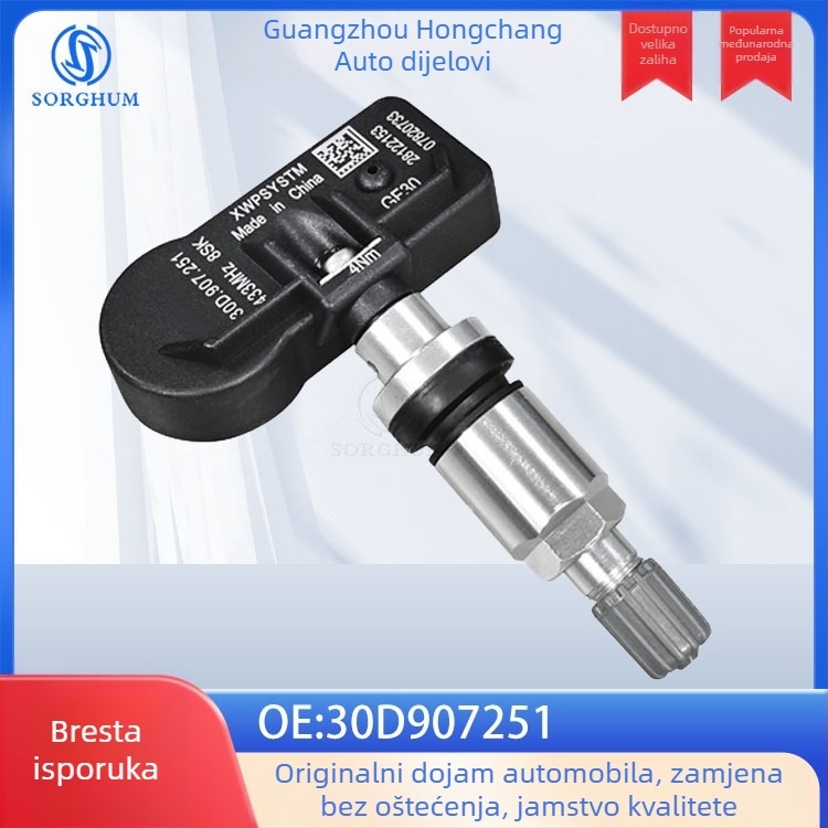 Senzor za nadzor tlaka u gumama za Volkswagen VW, model 30D907251, digitalni zaslon, visoka preciznost.