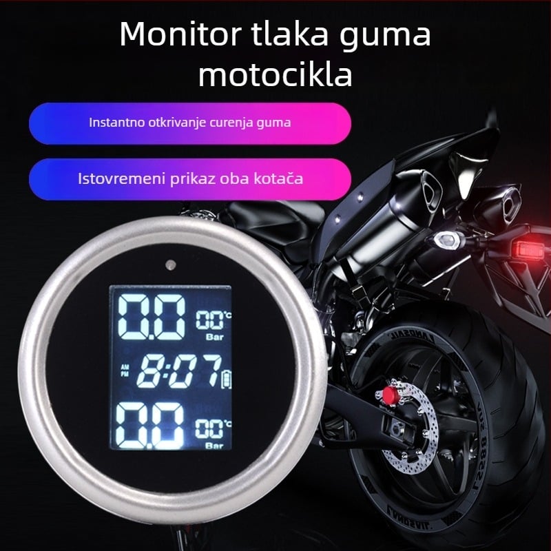 Sustav za praćenje tlaka u gumama motocikla M1 — digitalni prikaz, prijenosan, raspon tlaka 1-5.0 BAR, visoka preciznost, kompatibilan s motociklima/električnim vozilima/dvokotačkim modelima