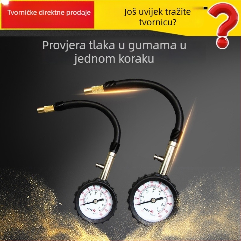 Long Tube precizni mjerač tlaka pneumatika za automobile – digitalni zaslon, visoka preciznost, funkcija deflacije i kompas, universalna uporaba