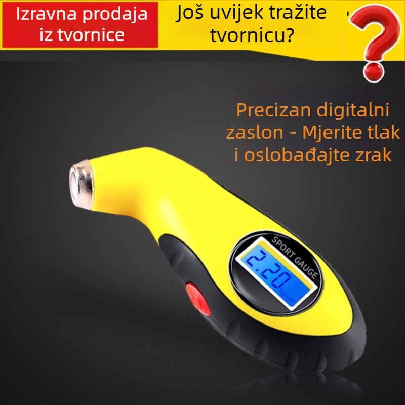 Visokoprecizan digitalni mjerač tlaka u gumama s LCD zaslonom, prenosni automobilni mjerač tlaka