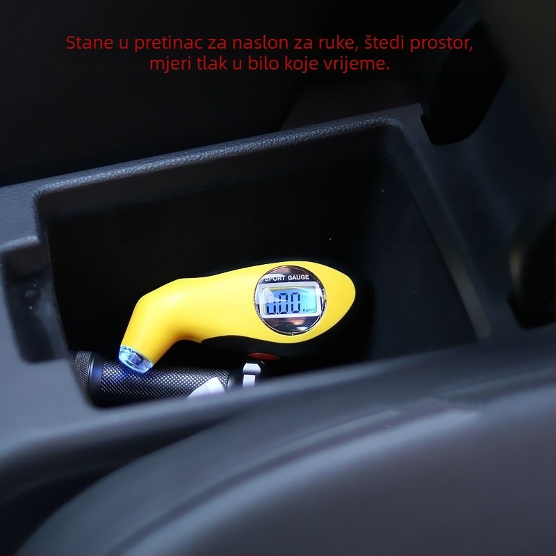 Visokoprecizan digitalni mjerač tlaka u gumama s LCD zaslonom, prenosni automobilni mjerač tlaka