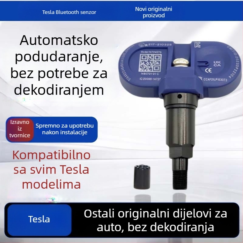 Senzor tlaka u gumama za Tesla Model Y/S/3 - digitalni prikaz, elektronički mjerač tlaka, raspon 0-8 bar, visoka preciznost, model 1490701-01-A/B/C