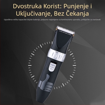 Frizerska električna mašinica za šišanje, punjiva, titanijske oštrice, motor s četkicama, nije vodootporna