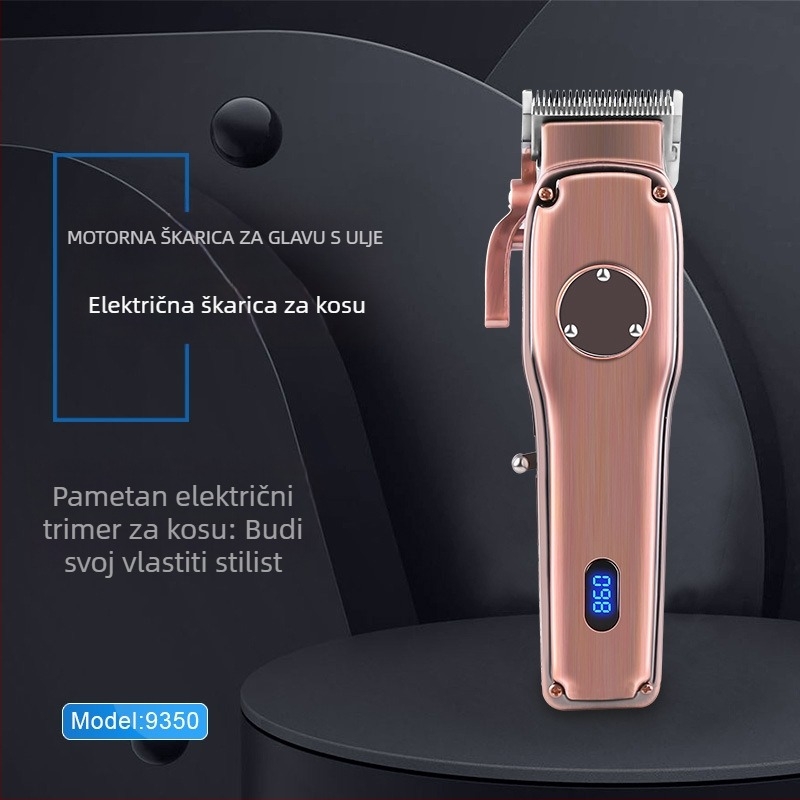 Frizerska električna mašinica za šišanje, punjiva, titanijske oštrice, motor s četkicama, nije vodootporna