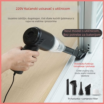 Kabelski ručni usisavač 220V, funkcija duvanja i usisavanja, za kuću i auto, visoka snaga