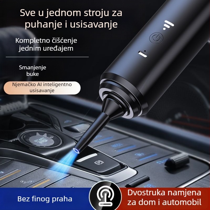 Bežični ručni usisavač za automobil s bežičnim punjenjem snažno usisavanje kompaktan ručni dizajn motor bez četkica dvostruka namjena za auto i dom