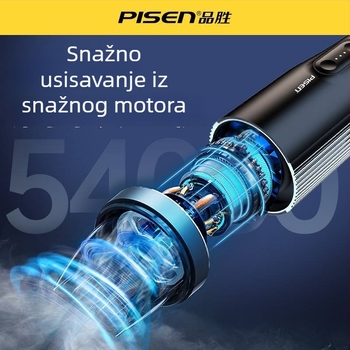 Pisen bežični ručni usisivač za auto s visokim usisnim kapacitetom, pogodan za automobil i dom