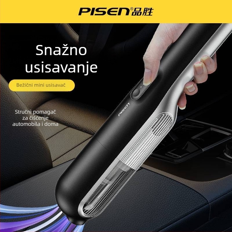 Pisen bežični ručni usisivač za auto s visokim usisnim kapacitetom, pogodan za automobil i dom