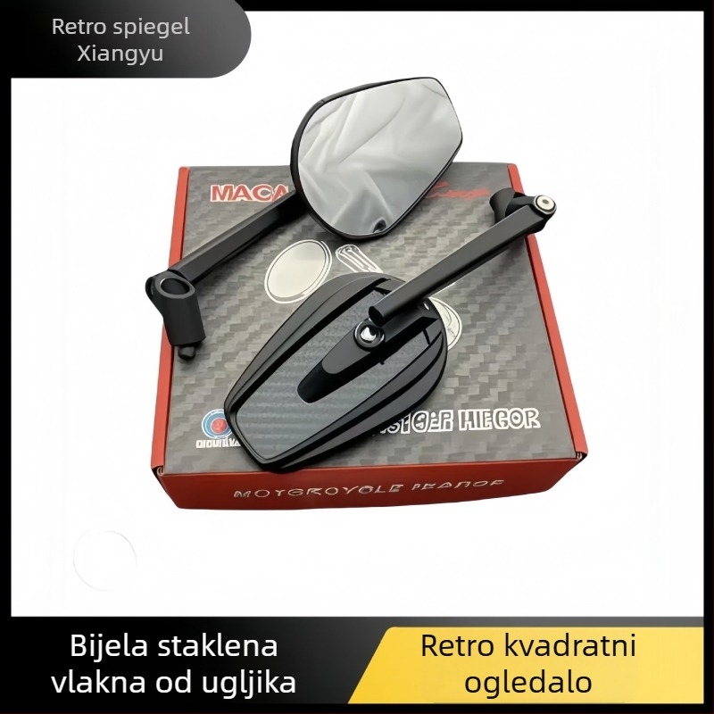 Zadnji retrovizor za off-road motocikle – univerzalni, kvadratno ogledalo, model 305WX, metalno tijelo, ABS kućište
