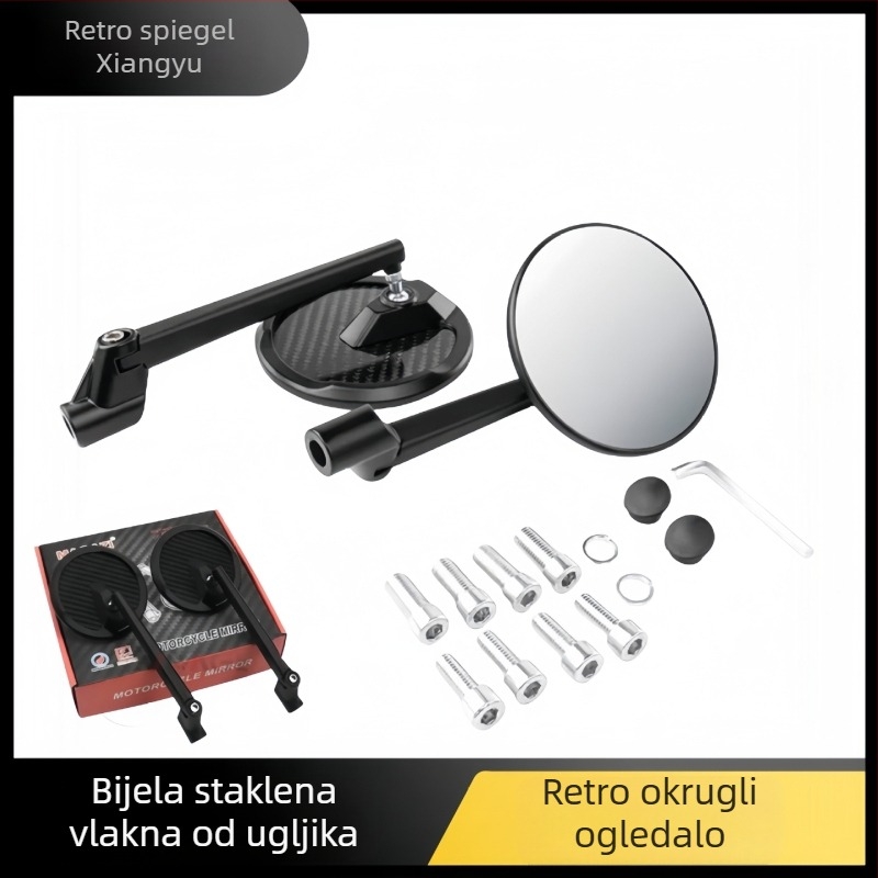 Zadnji retrovizor za off-road motocikle – univerzalni, kvadratno ogledalo, model 305WX, metalno tijelo, ABS kućište