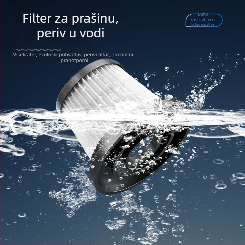 Ručni usisavač za automobil, 120W, USB punjenje, snažno usisavanje 15-20 kPa, suho/tepisi