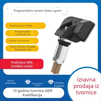 Cyboton Univerzalni sustav za praćenje tlaka u gumama s programabilnim senzorima, Bluetooth i OBD, digitalni zaslon, raspon 0–8 bar, model 65-L