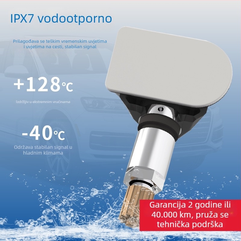 Cyboton Univerzalni sustav za praćenje tlaka u gumama s programabilnim senzorima, Bluetooth i OBD, digitalni zaslon, raspon 0–8 bar, model 65-L