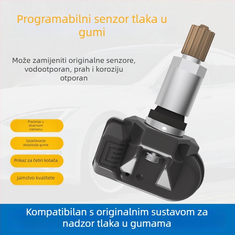 Cyboton Univerzalni sustav za praćenje tlaka u gumama s programabilnim senzorima, Bluetooth i OBD, digitalni zaslon, raspon 0–8 bar, model 65-L