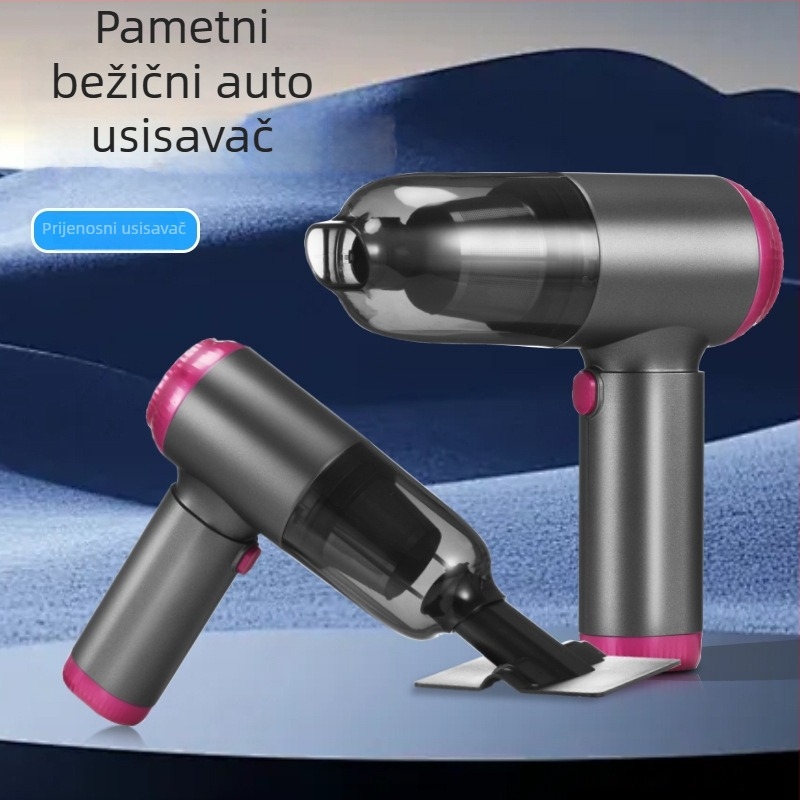 Bežični ručni usisavač za automobil s izuzetno snažnim usisom, kompaktne dizajn, tamnoljubičaste boje, novi model