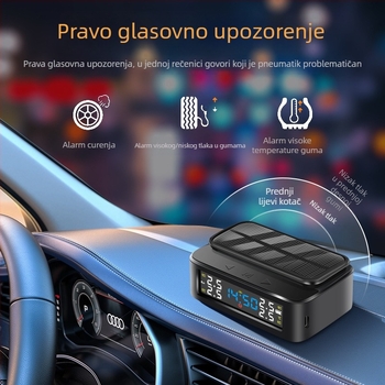 Prijenosni monitor tlaka u gumama sa solarnim napajanjem, bežičnom vezom i vanjskim prikazom vremena