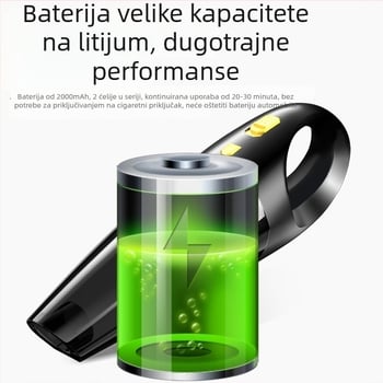 Prijenosni automobilski usisavač za mokro i suho čišćenje — bežično punjenje, 120 W, usis 4500 Pa, 22800 rpm