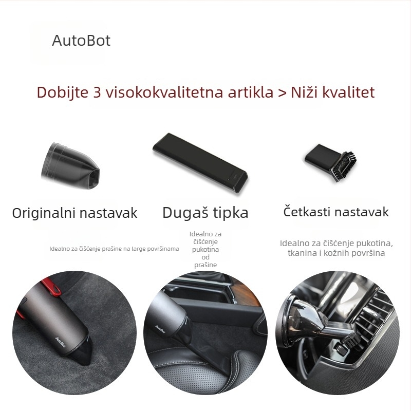 AutoBot prenosni usisavač za automobil, bežični (7.4V, 80W, 5500Pa usisavanja, punjivi)