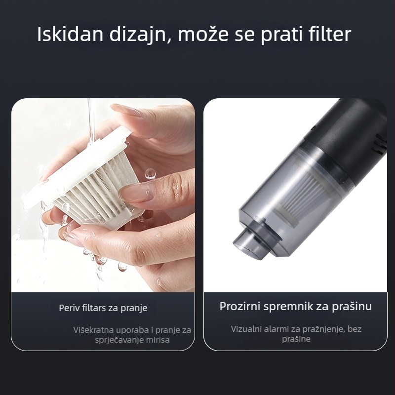 Bežični automobil usisavač | prijenosni, 7.4V, 48W, usisna snaga 4500, punjiv, rasvjeta