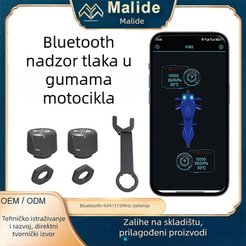 Malide Bluetooth inteligentni monitor tlaka u gumama za motocikle TPMS, vanjski senzor, univerzalna Bluetooth verzija