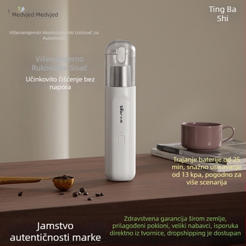 Bear bežični ručni usisavač za automobil i dom, 85 W, usis 2100–3000 Pa, ugrađena baterija 2000–2500 mAh, USB punjenje, buka 36–45 dB