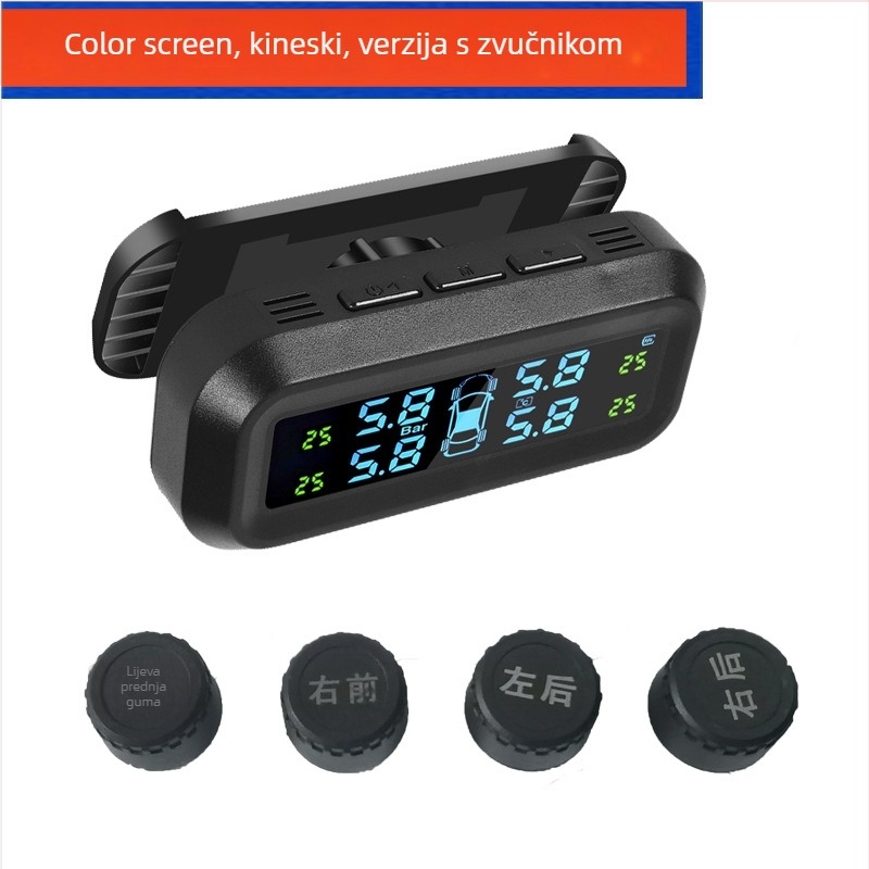 TPMS sustav praćenja tlaka u gumama — raspon 0-5 bar, digitalni zaslon, 360° podesivo, mini oblik, model 360HX-04