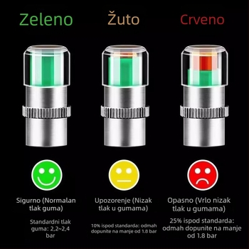 Manometar tlaka pneumatske gume — univerzalni, visoko precizan detektor, materijali: nehrđajući čelik, bakreno jezgro, plastično jezgro