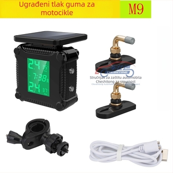 TPMS za motocikl s ugrađenim senzorom, model M5, digitalni zaslon, raspon tlaka 0-6.5 bar, sustav praćenja tlaka u gumama