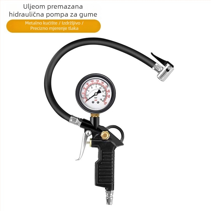 Mjerac tlaka u gumama automobila - elektronički, visoka preciznost, digitalni zaslon, aluminijsko kućište, funkcija ispuštanja zraka