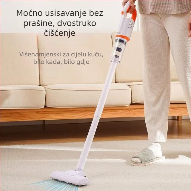 Prijenosni bežični usisavač za ručnu i automobilsku upotrebu, 500W, ugrađena baterija 1600–2000 mAh, plosnati nastavak, suho čišćenje, USB napajanje, buka ispod 36 dB