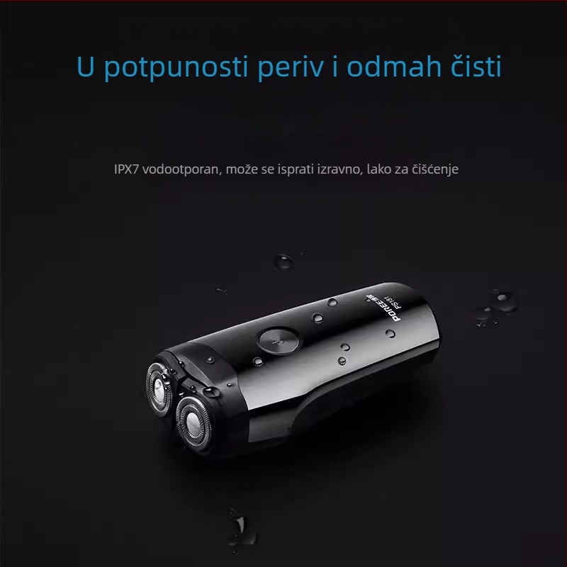 Borui PS181 Električni brijač s plutajućom glavom i dvije oštrice, ugrađena baterija, radno vrijeme 45–60 minuta, pranje cijelog tijela, četkasti motor