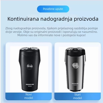 Borui električni brijač, rotativna glava s dvije oštrice, potpuno vodootporan, mokro i suho brijanje, trajanje baterije 45–60 minuta, punjivi, bezčetkasti motor