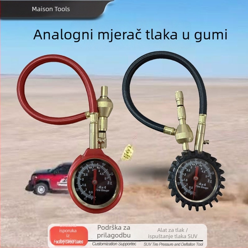 Mason PG03 mjerni uređaj za tlak u gumama, mesing, za terenska vozila, s pokazivačem i funkcijom deflacije