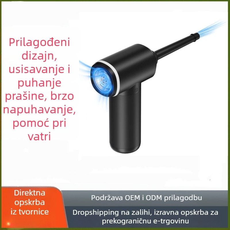 Bežični ručni usisavač za automobil s integriranom usisnom i puhanom funkcijom, sve-u-jednom za auto i dom, pogodan za napuhivanje zračnih jastuka i nafukivih madraca