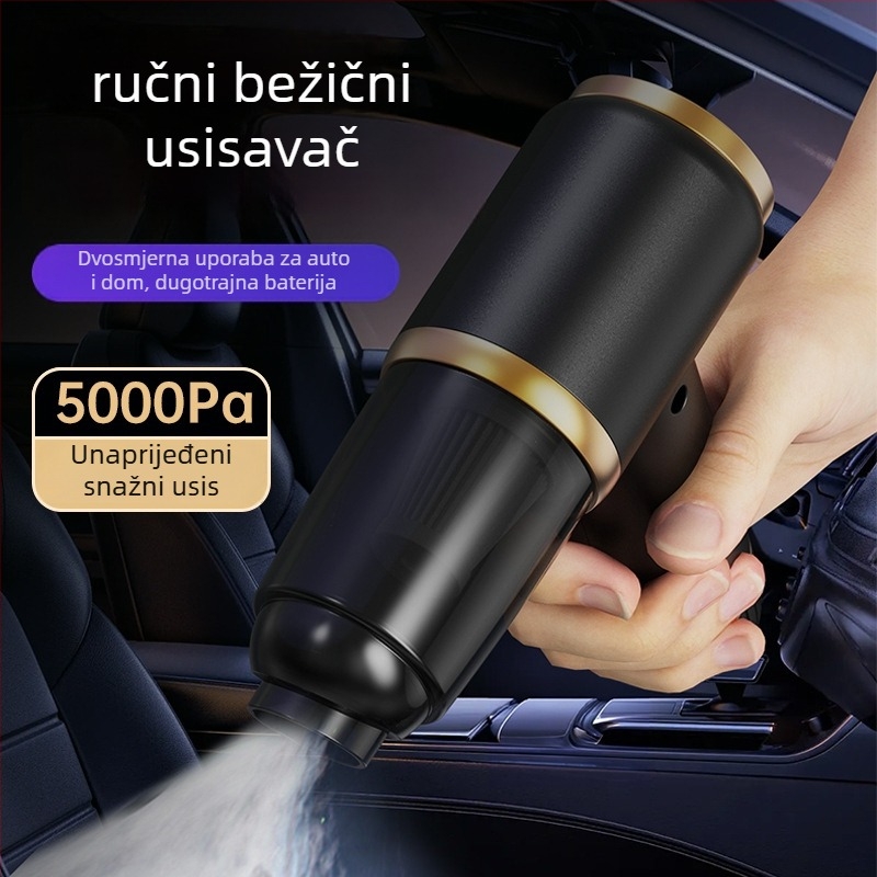Bežični usisavač za auto i kuću s funkcijom puhanja i usisavanja, 60W, USB napajanje, ugrađena baterija 1001–1600 mAh, vrijeme rada 1–3 h, buka < 36 dB