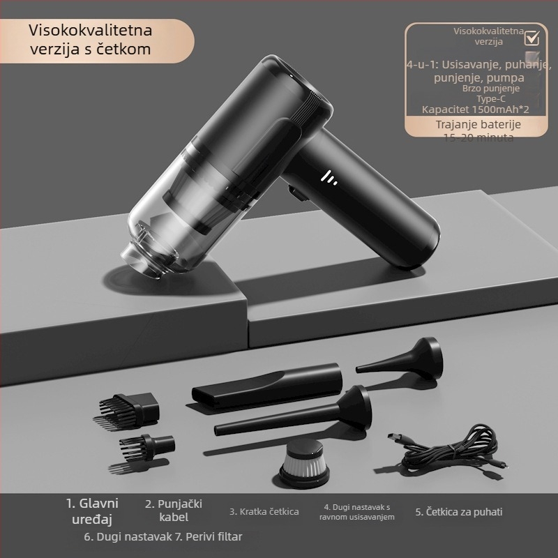 Prijenosni bežični usisivač za automobil s usisom 16000 Pa, 120 W, 220 V