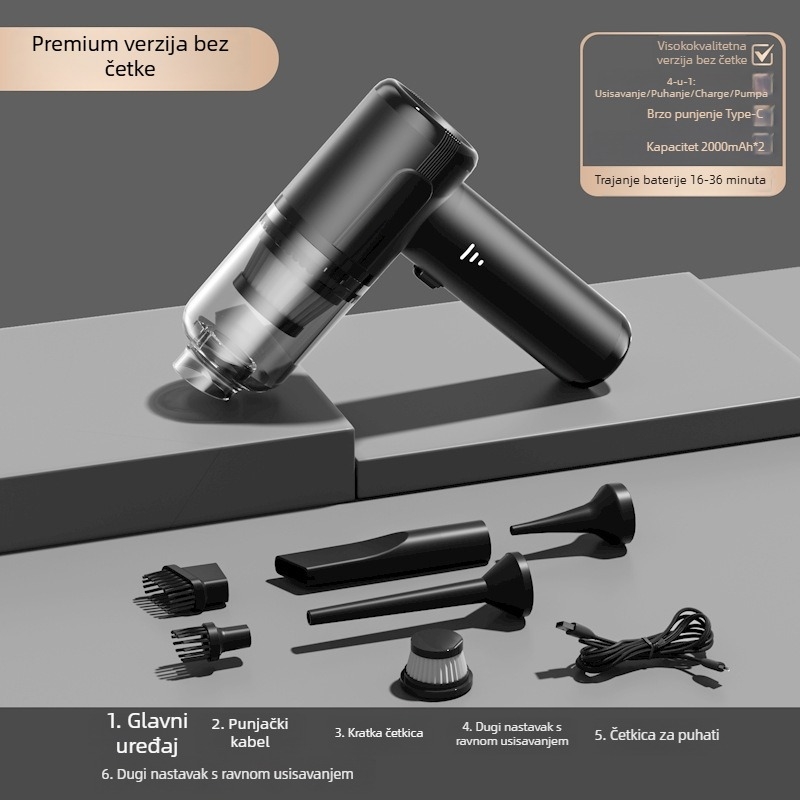 Prijenosni bežični usisivač za automobil s usisom 16000 Pa, 120 W, 220 V