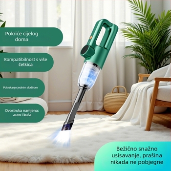 Bežični ručni usisavač za automobil s bežičnim punjenjem, 120W, usisna snaga 10.1–15 kPa, ugrađena baterija 2000–2500 mAh, posuda za prašinu