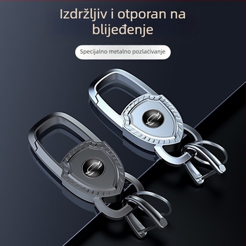 Muški premium kožni automobil ključ s funkcijom protiv gubitka, metalni prsten i narukvica za privjesak