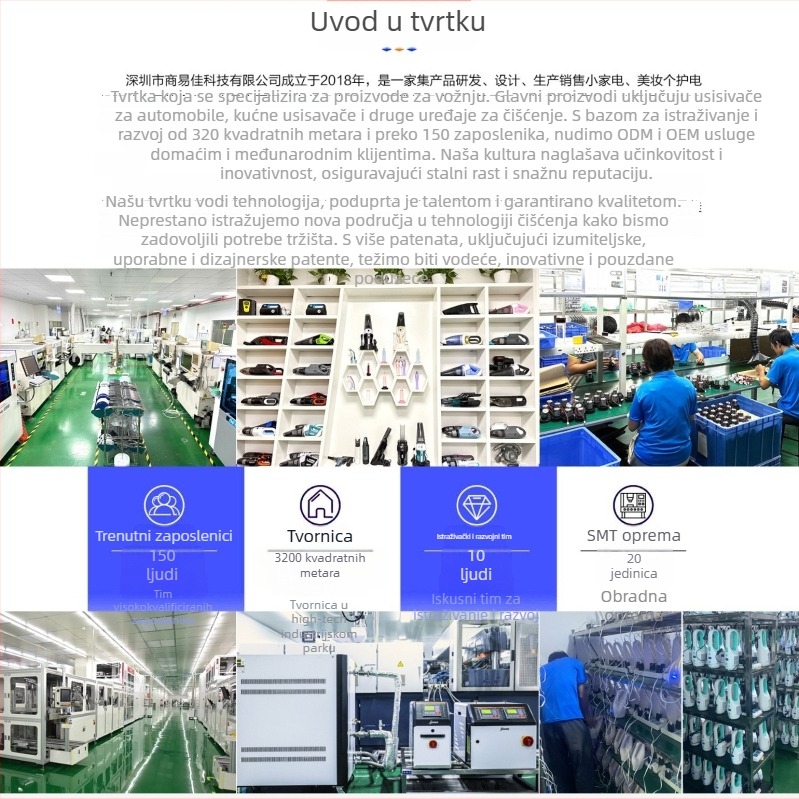 Bežični ručni usisivač za auto i dom, mokro-suho čišćenje, 11.1V, 9000Pa, 20 minuta rada, LED svjetlo