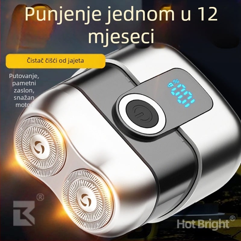 Električni brijač, potpuno vodootporan za cijelo tijelo, tih motor bez četkica, ugrađena baterija 800–1000 mAh, verzija s punjenjem