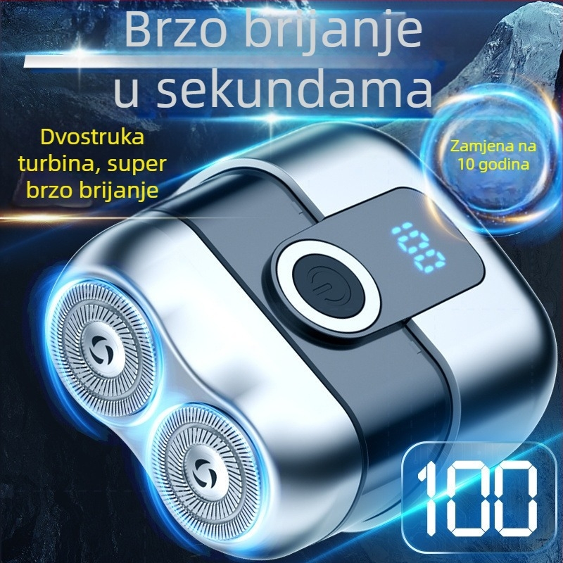 Električni brijač, potpuno vodootporan za cijelo tijelo, tih motor bez četkica, ugrađena baterija 800–1000 mAh, verzija s punjenjem