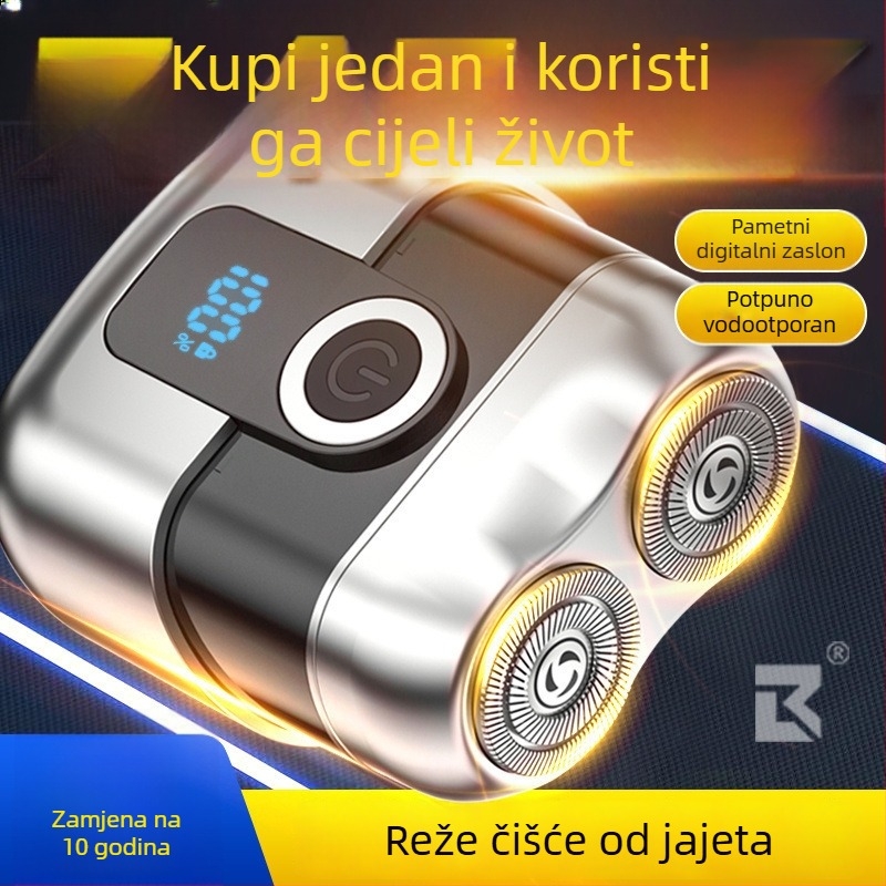 Električni brijač, potpuno vodootporan za cijelo tijelo, tih motor bez četkica, ugrađena baterija 800–1000 mAh, verzija s punjenjem