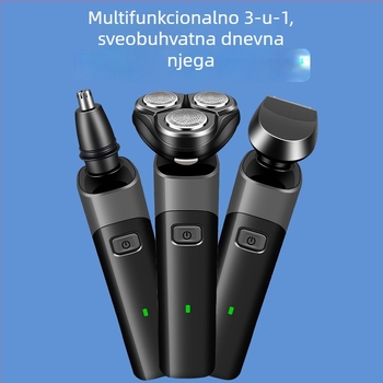 Električni brijač s honeycomb glavom, rotativna glava s 3 oštrice, USB punjenje, do 60 minuta rada