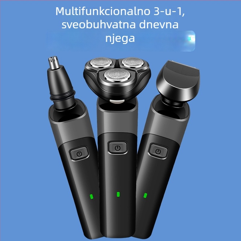 Električni brijač s honeycomb glavom, rotativna glava s 3 oštrice, USB punjenje, do 60 minuta rada