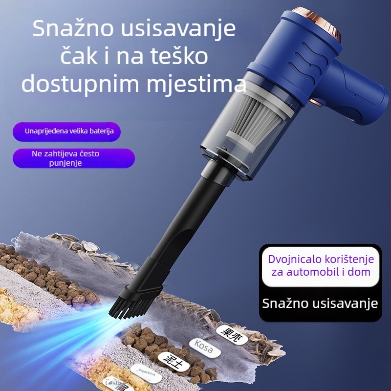 Ručni bežični usisavač za automobil, 2200Pa usisavanja, punjiv