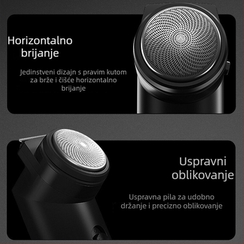 Električni brijač s jednom glavom, motor bez četkica, punjiv, uklonjiva i periva glava, radno vrijeme 45–60 minuta