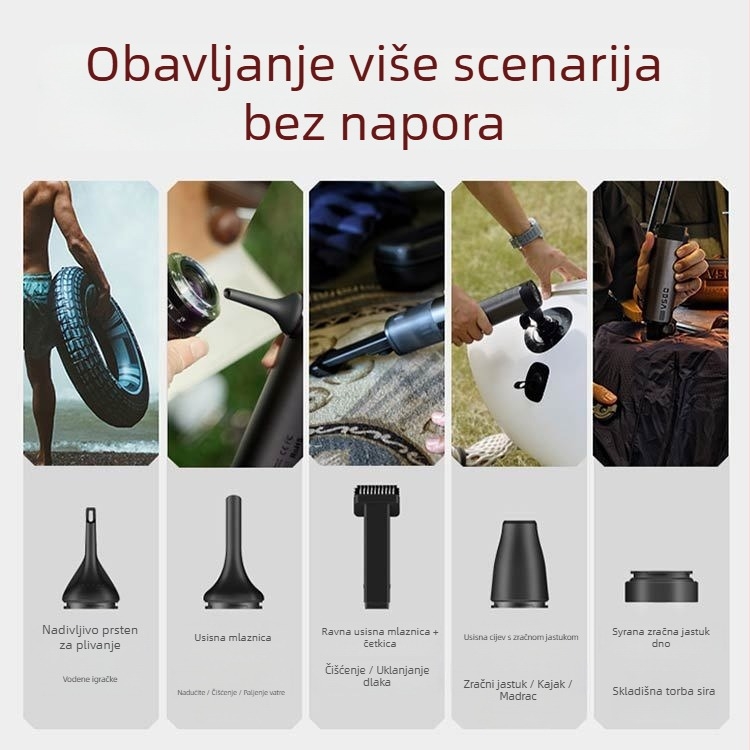 Vsgo bežični ručni usisavač za automobil, maksimalni usisni tlak 17000 Pa, baterija 10000 mAh, brzo punjenje 1h20m, HEPA filtracija