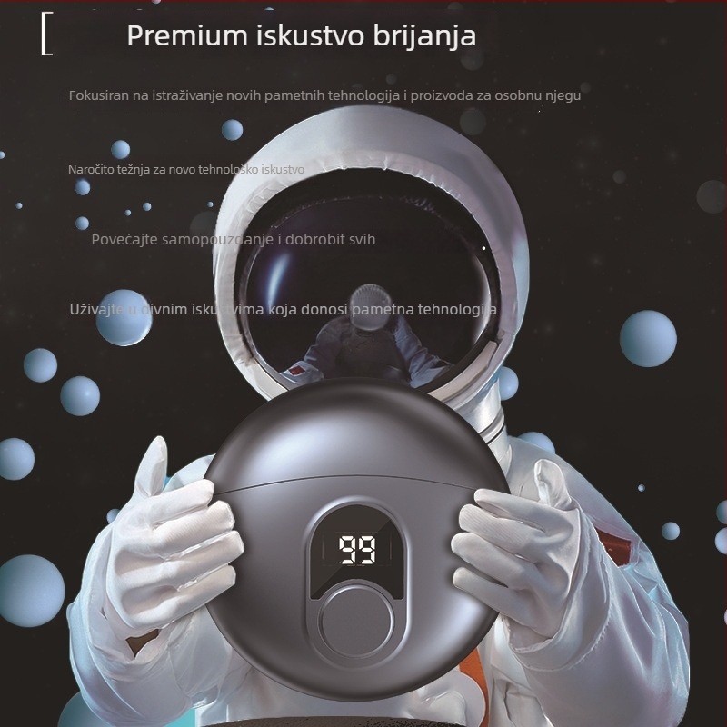 Električni brijač s dizajnom letećeg tanjura, LED zaslon, plutajuća glava, recipročna dvostruka oštrica, punjiv