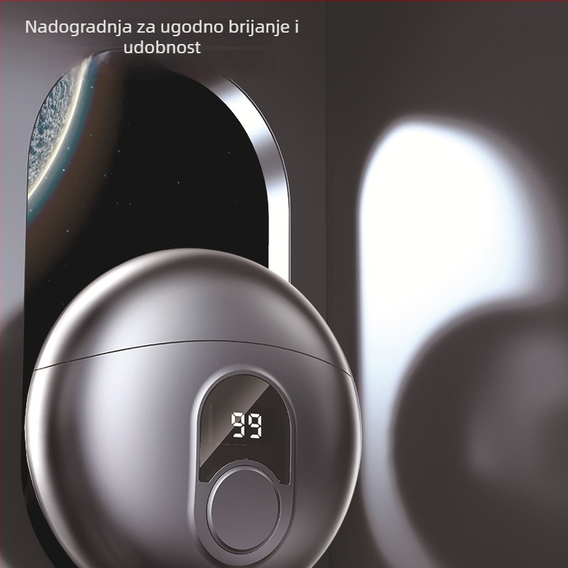 Električni brijač s dizajnom letećeg tanjura, LED zaslon, plutajuća glava, recipročna dvostruka oštrica, punjiv
